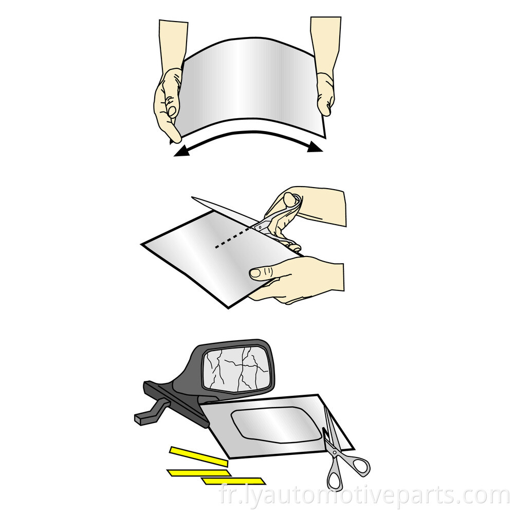 Feuilles de miroir flexibles carreaux de miroir en plastique auto-adhésif décoratifs autocollants non verre pour le rétroviseur de voiture (10 * 7 pouces)